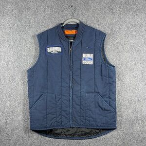 VTG Red Kap Insulated Vest Full Zip Ford Workwear Navy Blue Mens XL-LN #1717